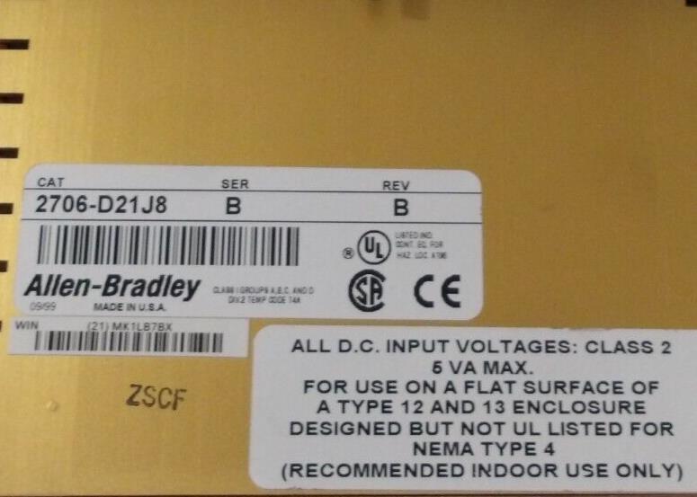 2706-D21J8 Allen Bradley Series B Message Display 2706D21J8 Unused Surplus
