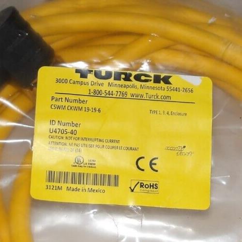 Turck CSWM CKWM19-19-6 Cable CSWM CKWM196 Unused Surplus