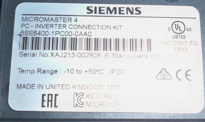 6SE6400-1PC00-0AA0 Siemens Pc-Inverter Kit 6SE64001PC000AA0 Unused Surplus