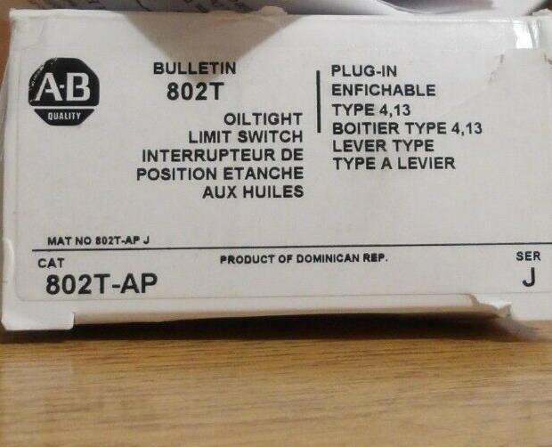 802T-AP Allen Bradley Series J Oil Tight Limit Switch 802TAP Unused Surplus