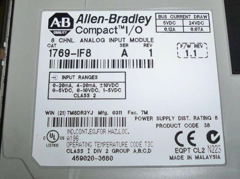 Allen Bradley  1769-IF8 Series A Analog Input Module 1769IF8 1769-1F8